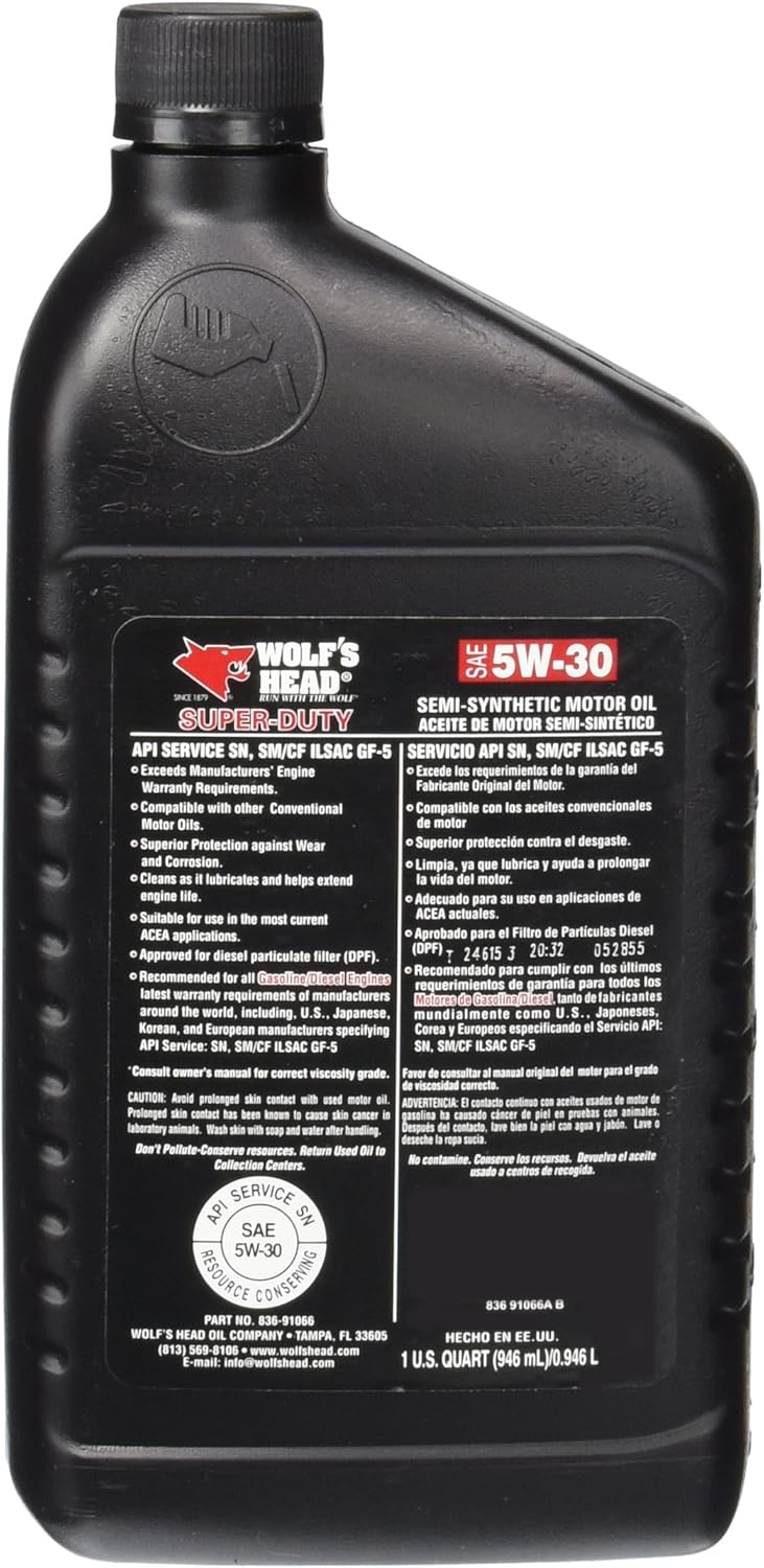Williams Lubricants - Wolf's Head 5W-30 oil qt.  - 836-91066