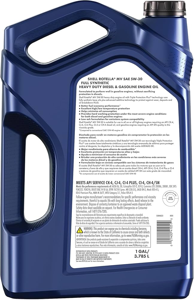 SHELL OIL - Rotella T6 5W30 Diesel Syn - 550046251