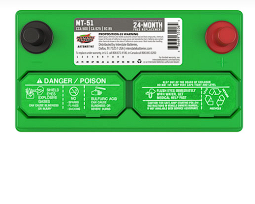Interstate Battery - 500 Cold Cranking Amps (CCA) 12V  - MT-51