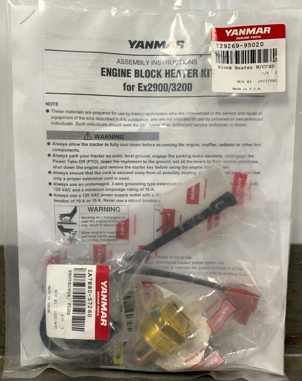 Yanmar Parts - HEATER ASSY,BLOCK - 129269-95020